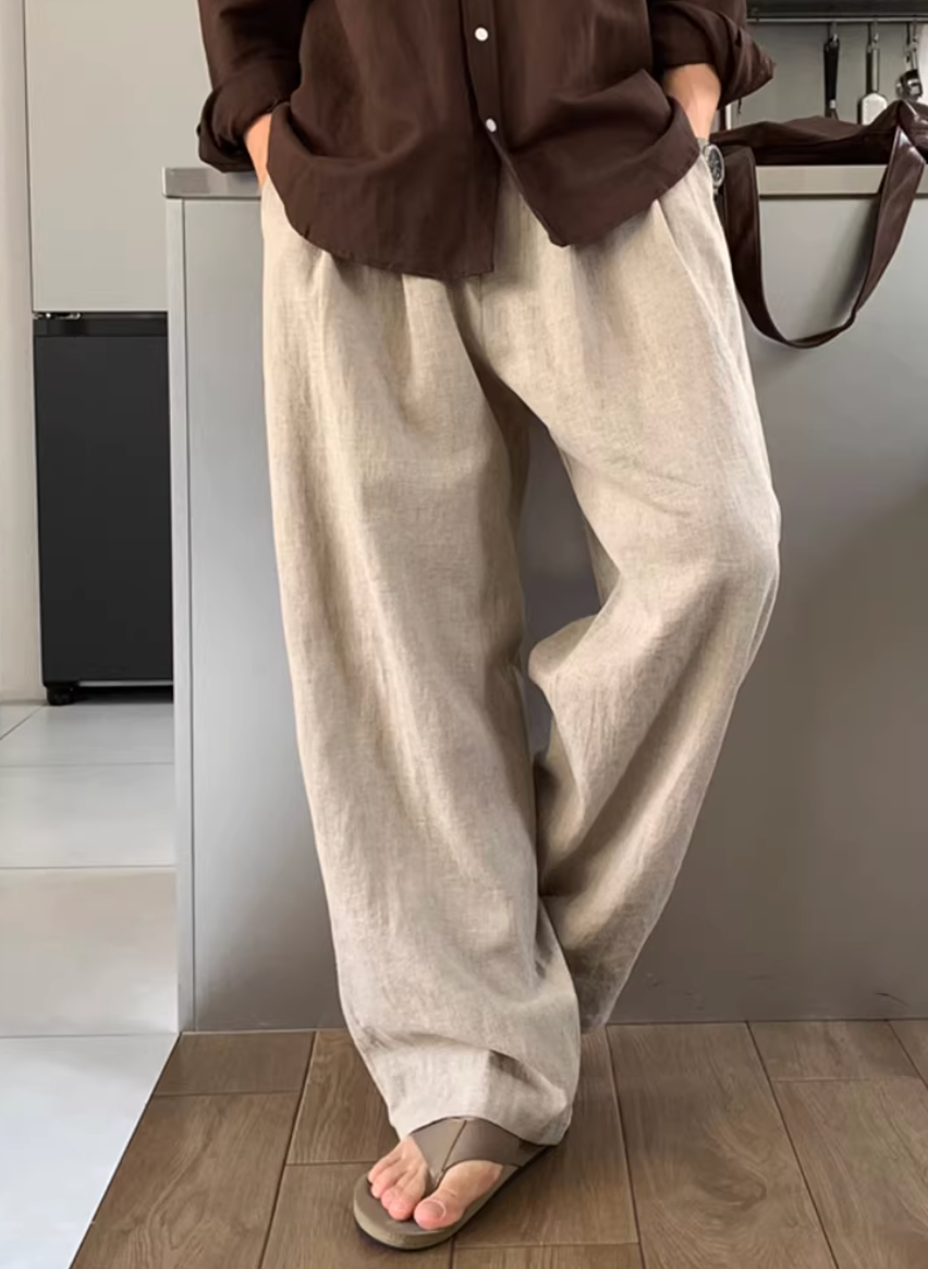 linen lazy mop pants