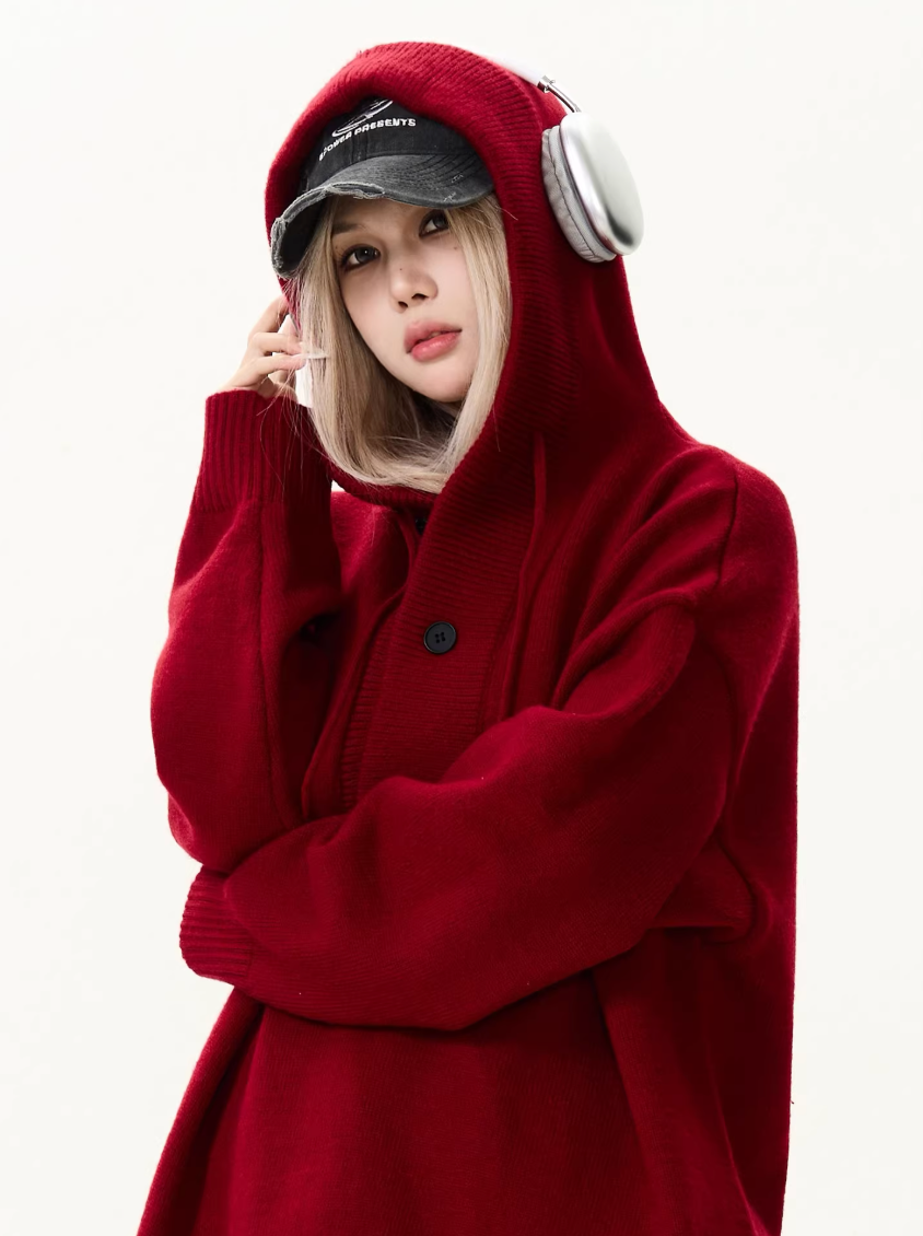 Quarter button hoodie