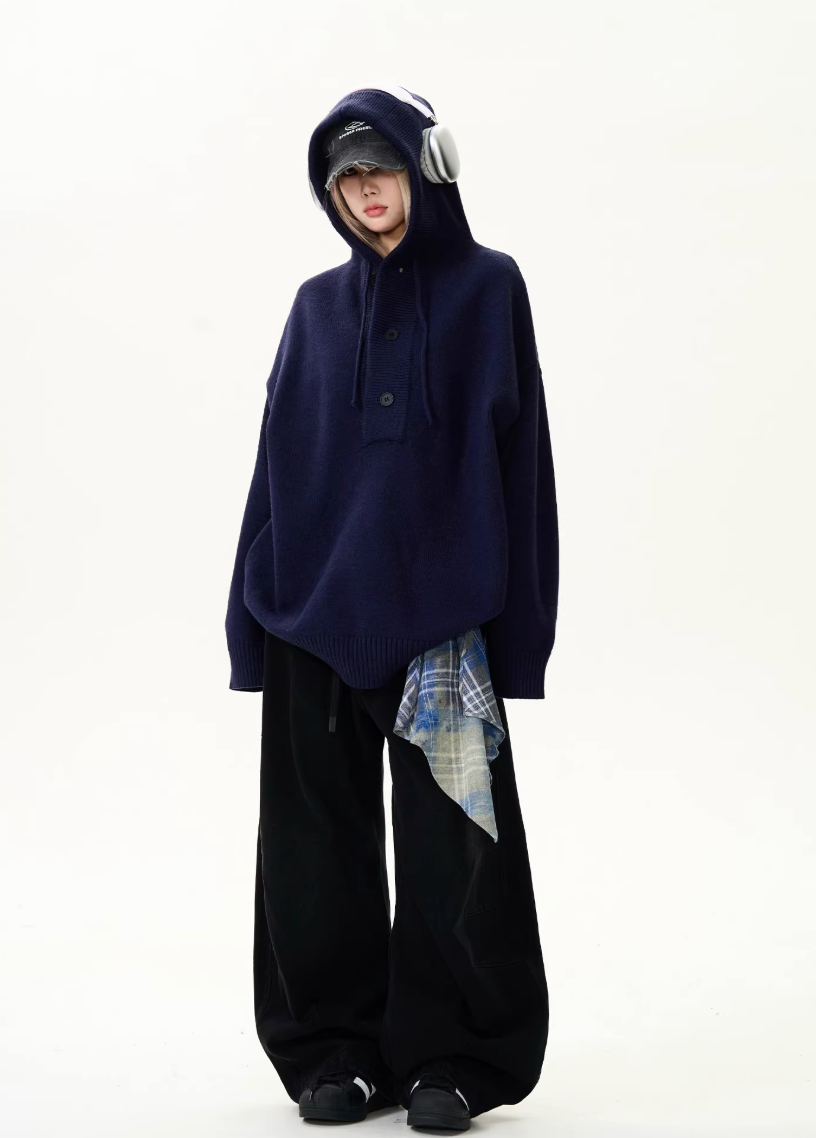 Quarter button hoodie