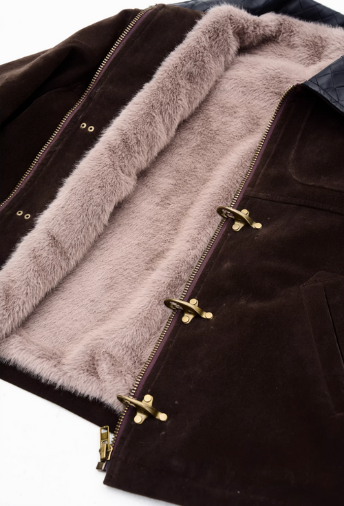 Airplane buckle leather jacket