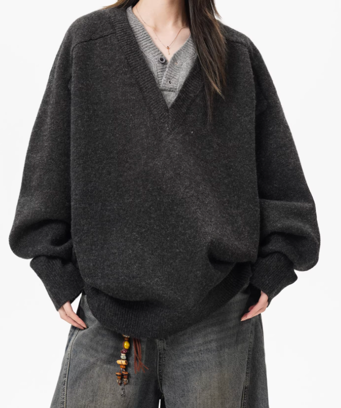 V neck woollen jumper