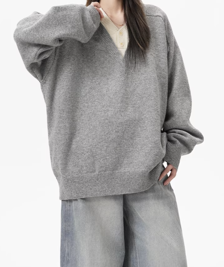 V neck woollen jumper