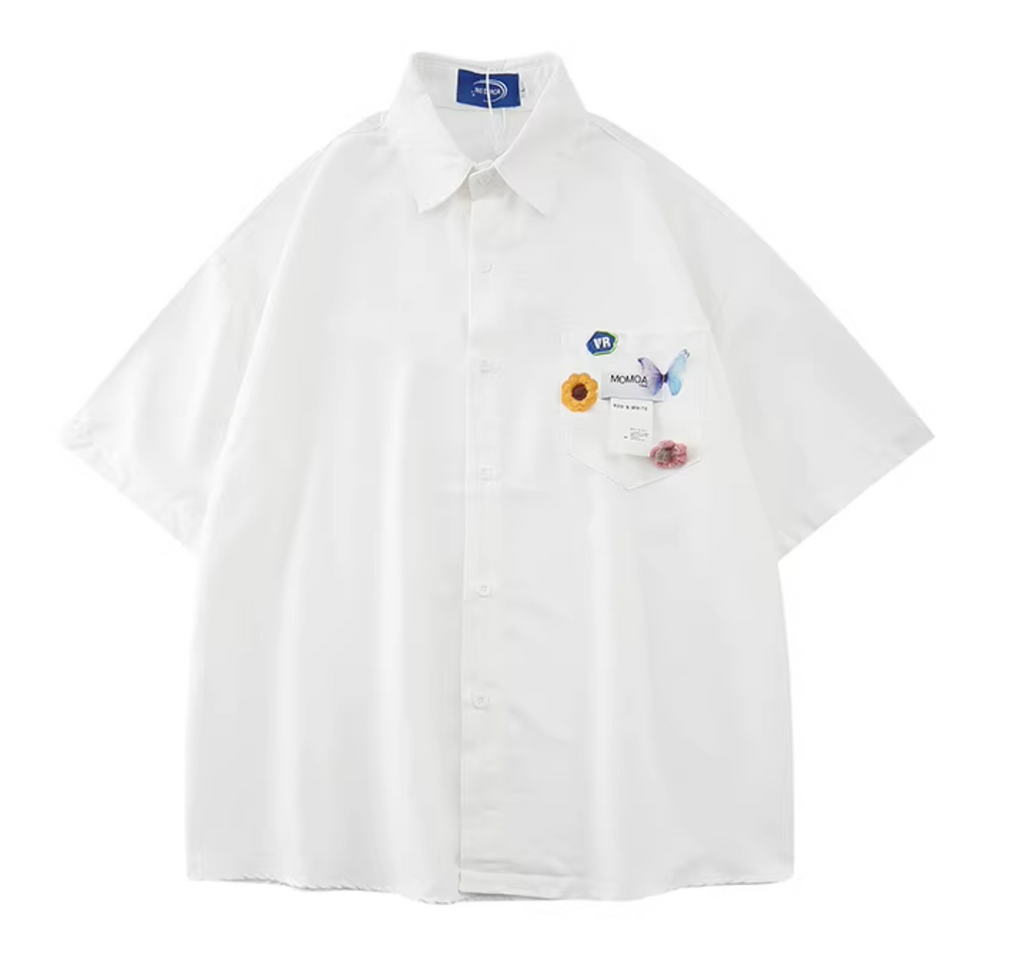 Pocket flower blouses