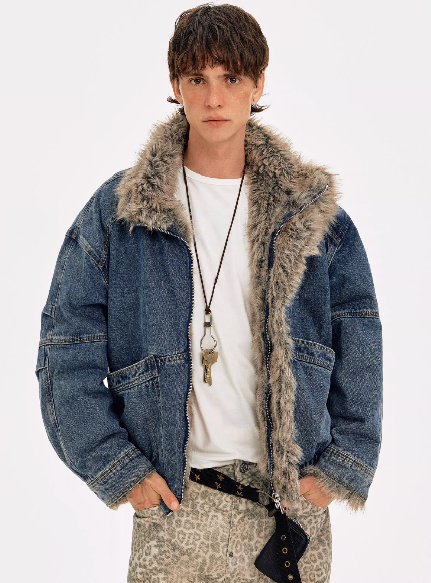 Denim & Fur Lined Coat