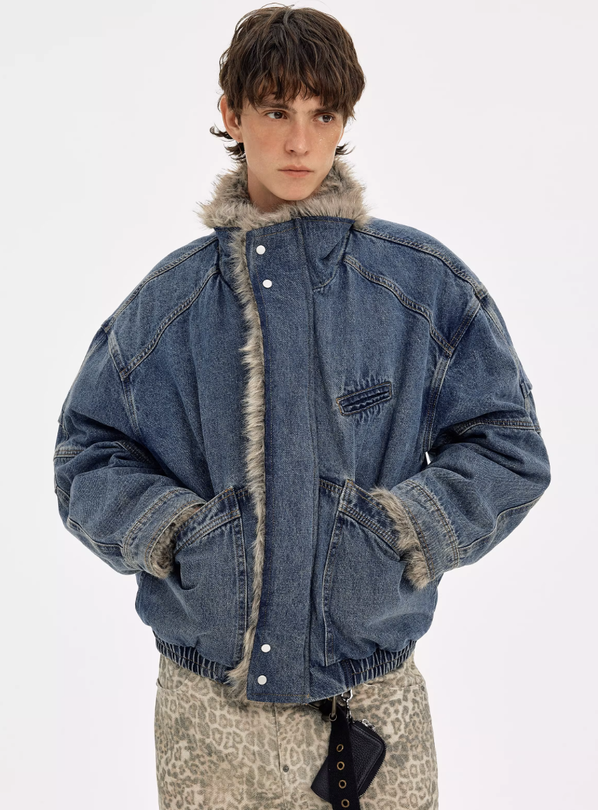 Denim & Fur Lined Coat