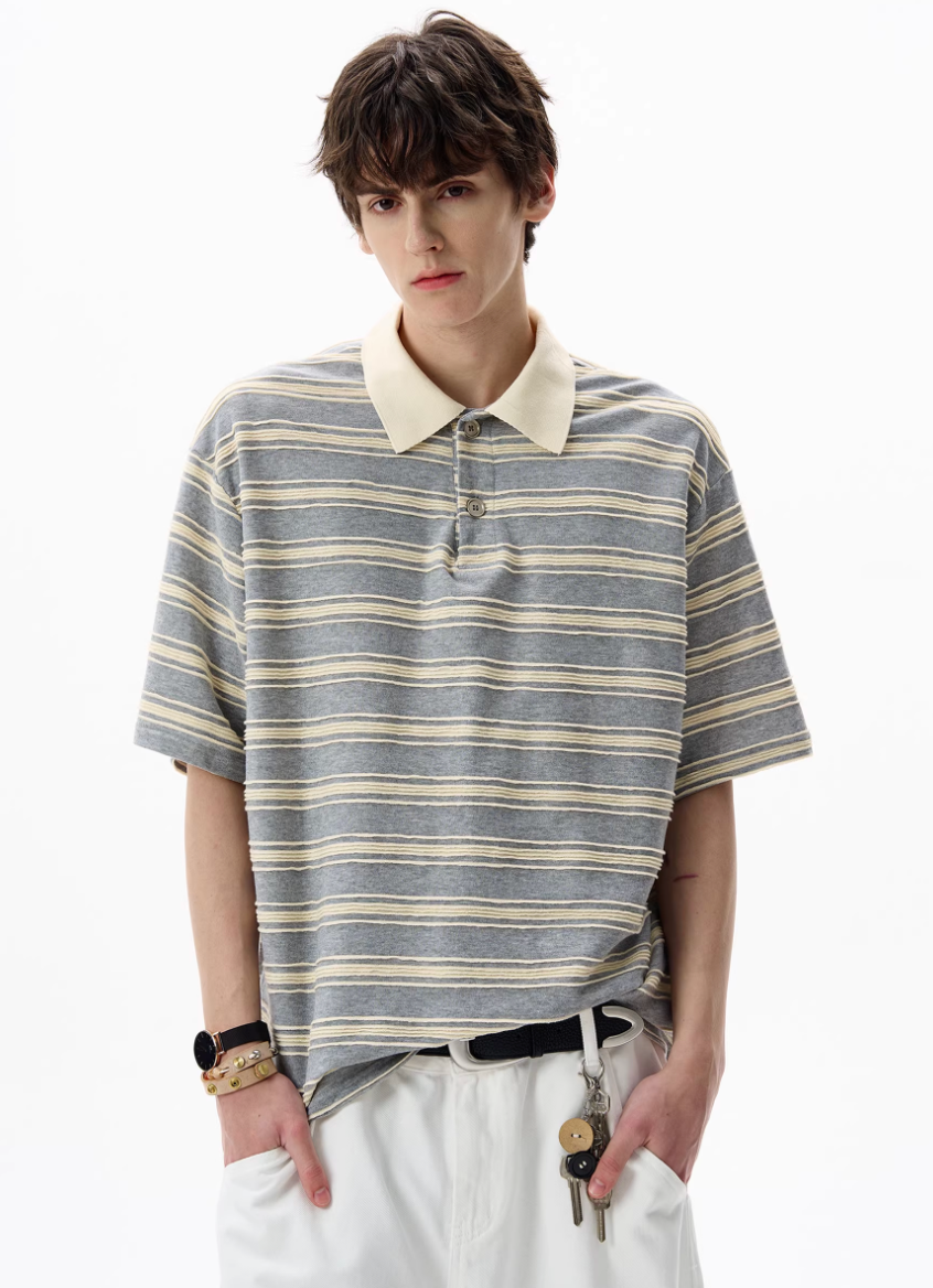 Collared striped polo