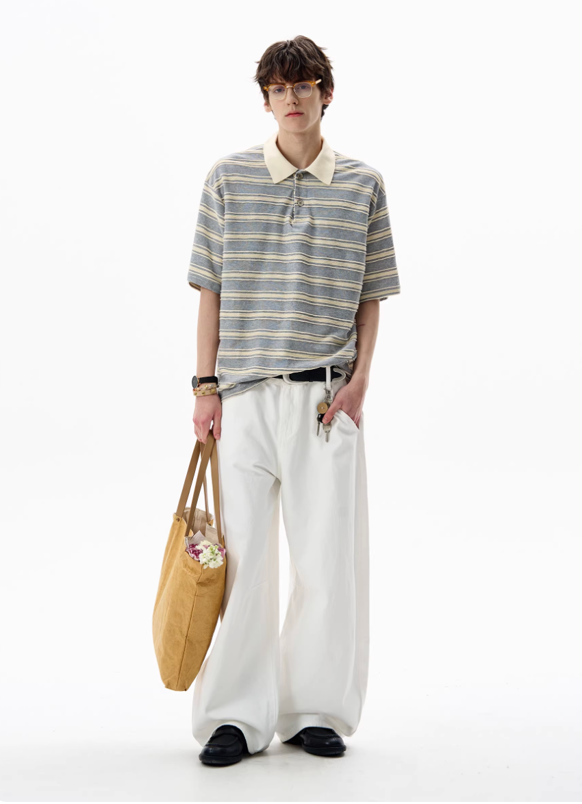 Collared striped polo