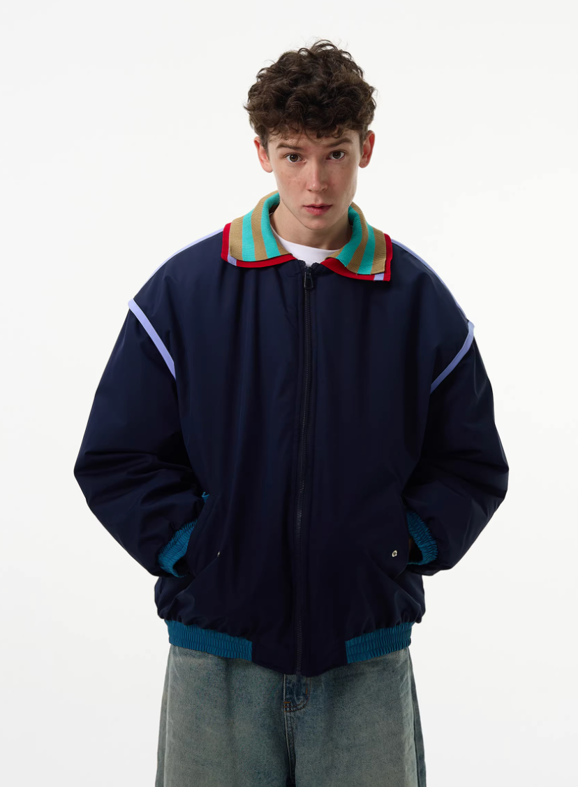 Collar blue heavy jacket