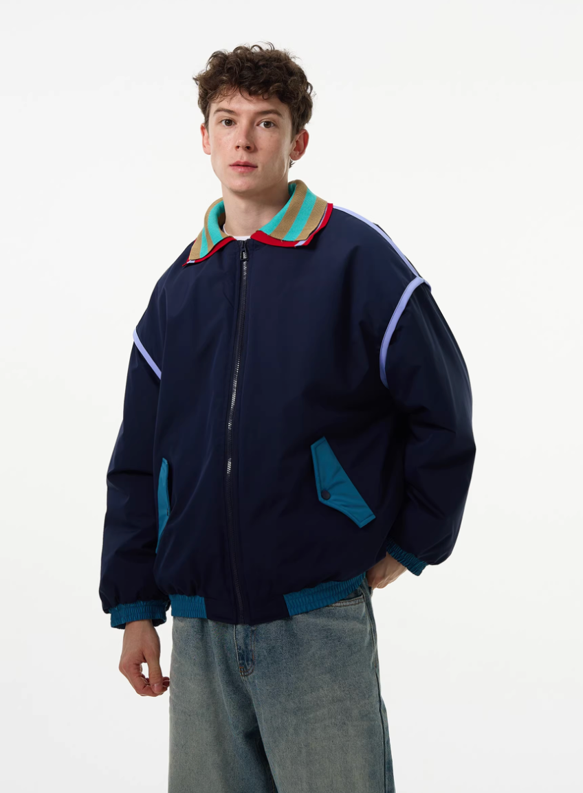 Collar blue heavy jacket