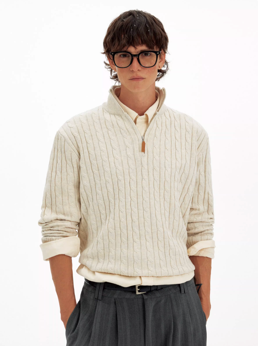 Thick stitch quarter zip